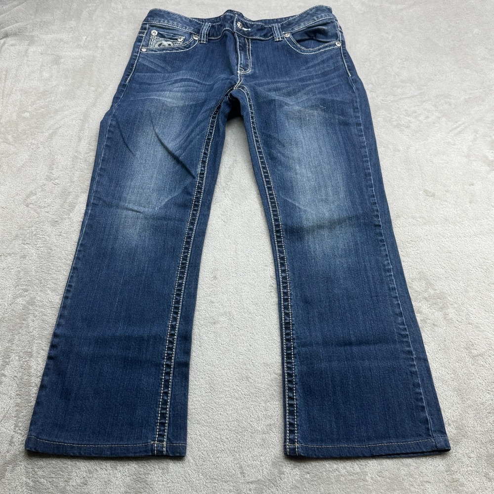 Shyanne Bootcut Jeans Women 16 Embroidered Double Heart Rhinestone Western Boho